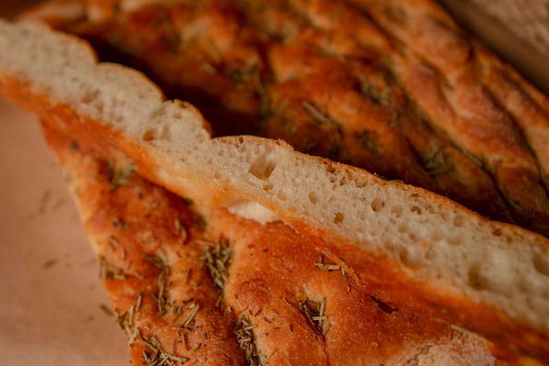 Garlic Focaccia — wood-fired flatbread with rosemary and sea salt