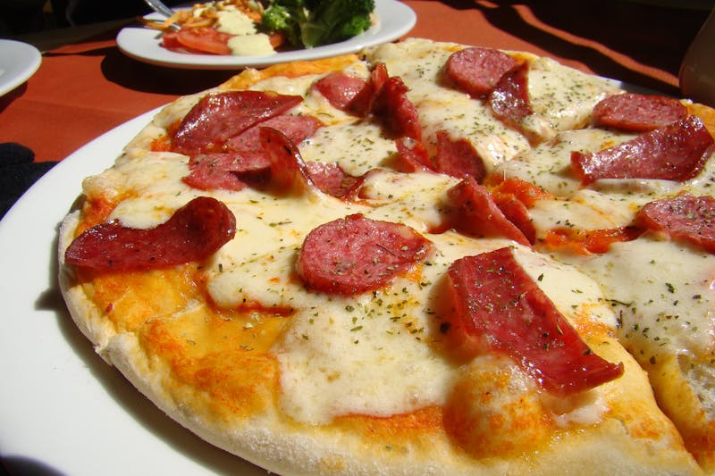 Diavola — spicy salami pizza with chilli oil and mozzarella